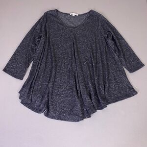 Green Envelope Swing Tunic Women's 2X Charcoal Gray Space Dye V-Neck 3/4 Sleeve